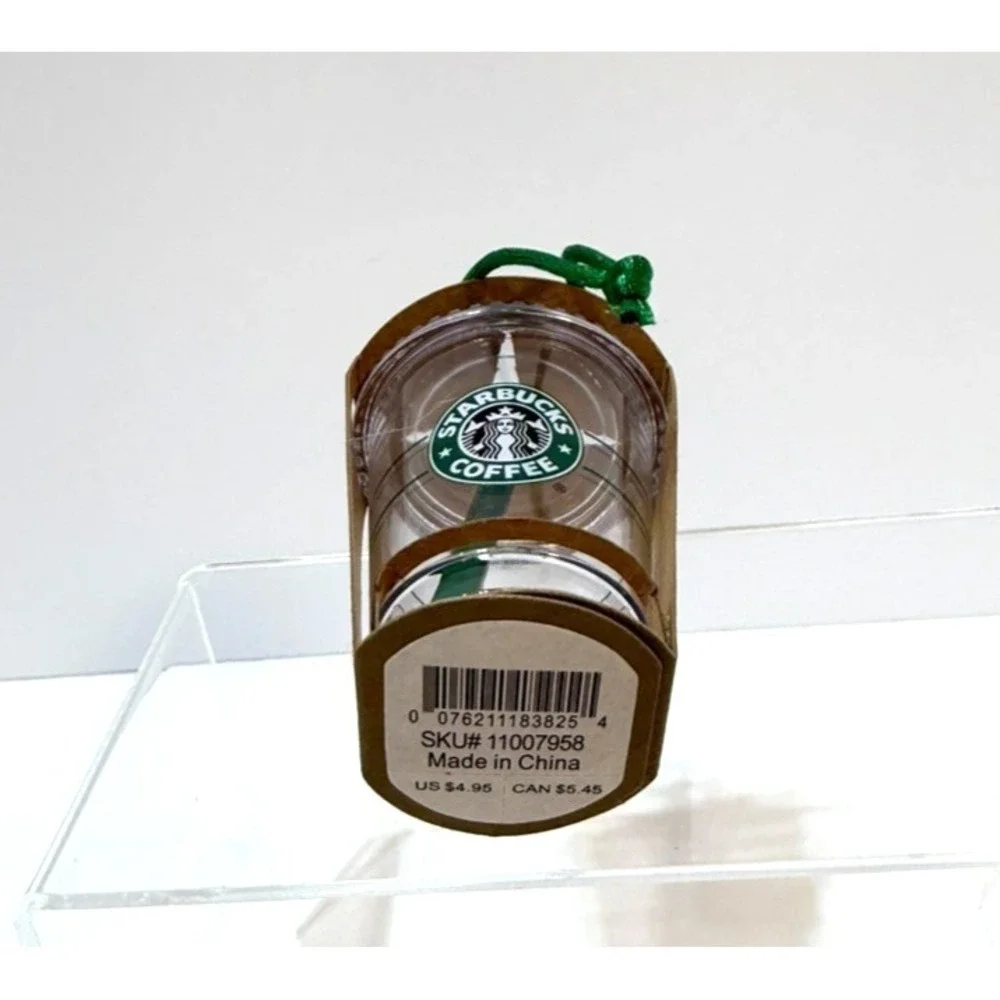 Starbucks 2010 Clear Cold Cup Ornament Old Logo with‎ Black Background New
